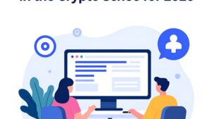 Футуристическая иллюстрация трендов Influence-маркетинга в криптосфере 2026 года от агентства Крипто Продвижение